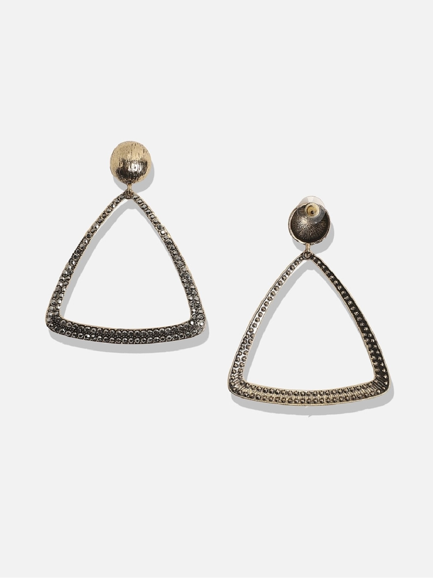 Sohi Women's Triangle Cluster Drop Earrings  Gold