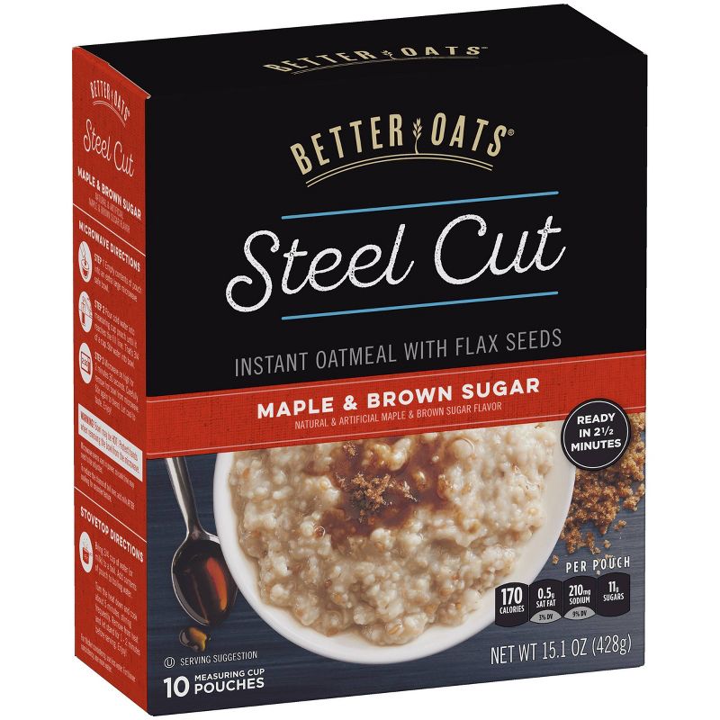Better Oats Revolution! Steel Cut Oats Maple & Brown Sugar Oatmeal - 10ct