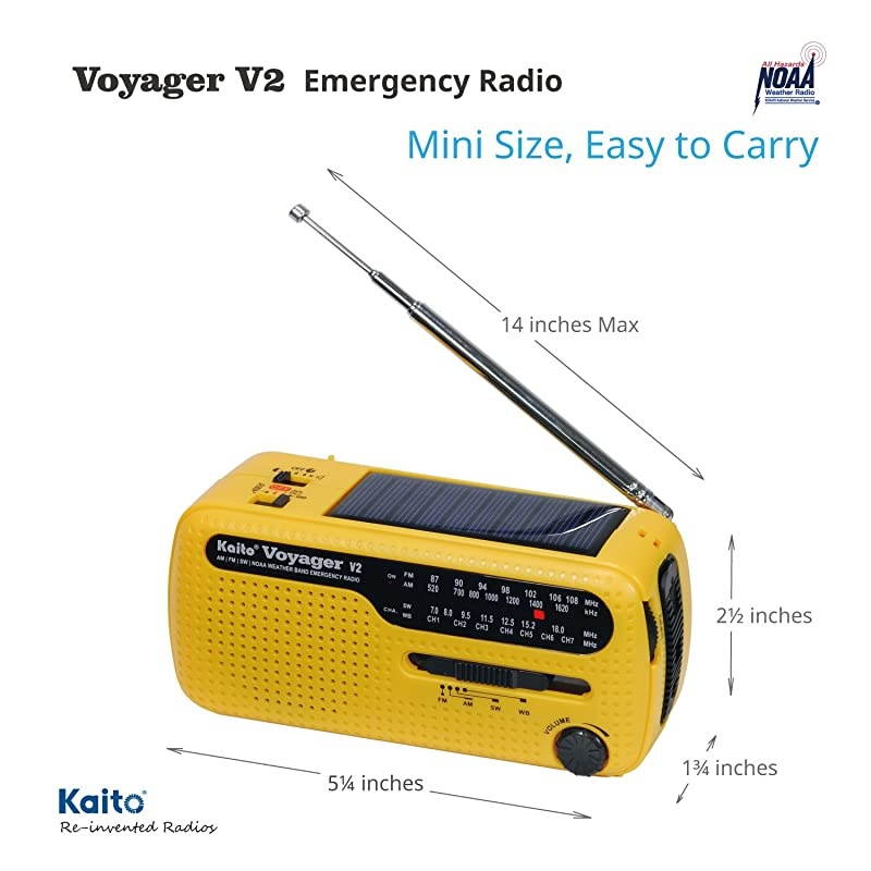 Best NOAA and SW Portable SolarHand Crank AMFM Shortwave amp NOAA Weather Emergency Radio with USB Cell Phone Charger amp LED Flashlight Yellow