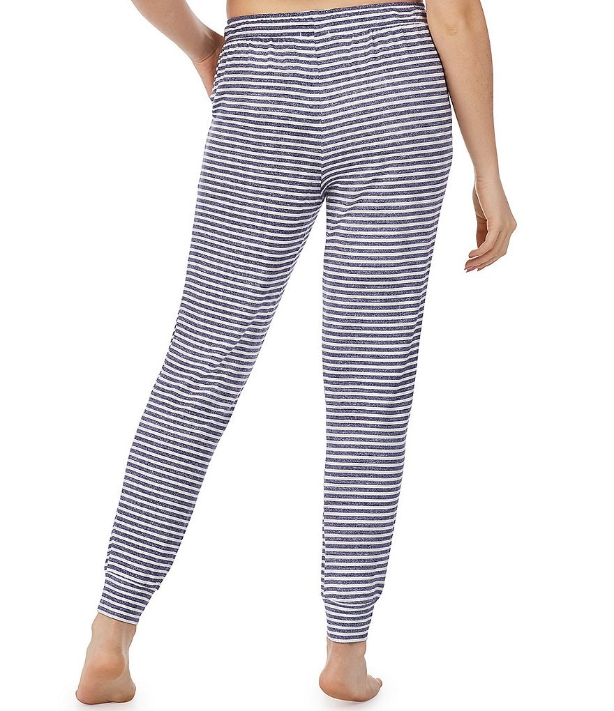 iRelax Striped Print French Terry Jogger Coordinating Sleep Pants