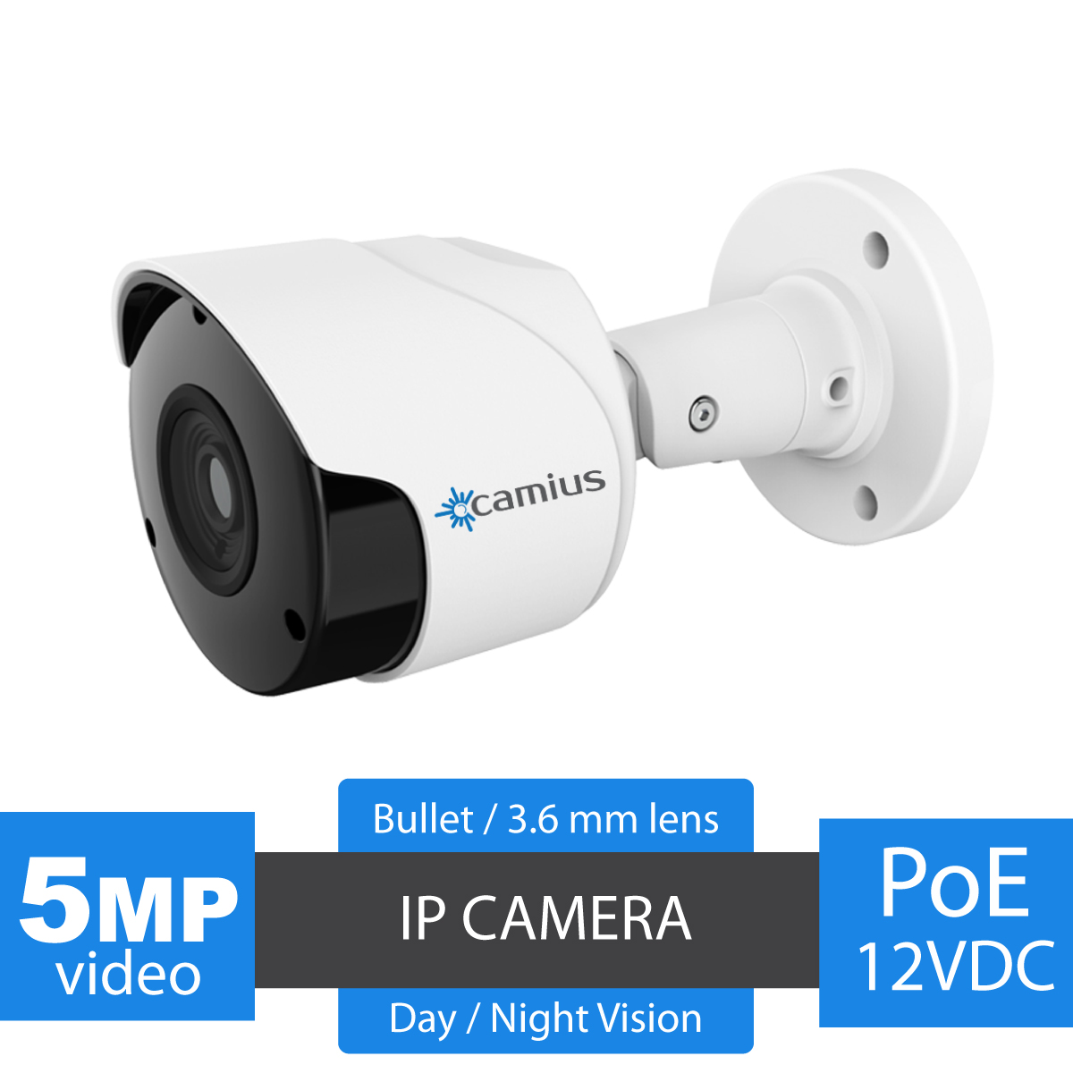 Camius 4K 8 Channel NVR Security System with 3TB Hard Drive, 6 x 5MP Bullet & Dome IP PoE Cameras with Night Vision, Built-in microphone, Sound & motion detection, 24-7 recording - 8P3B3I3T