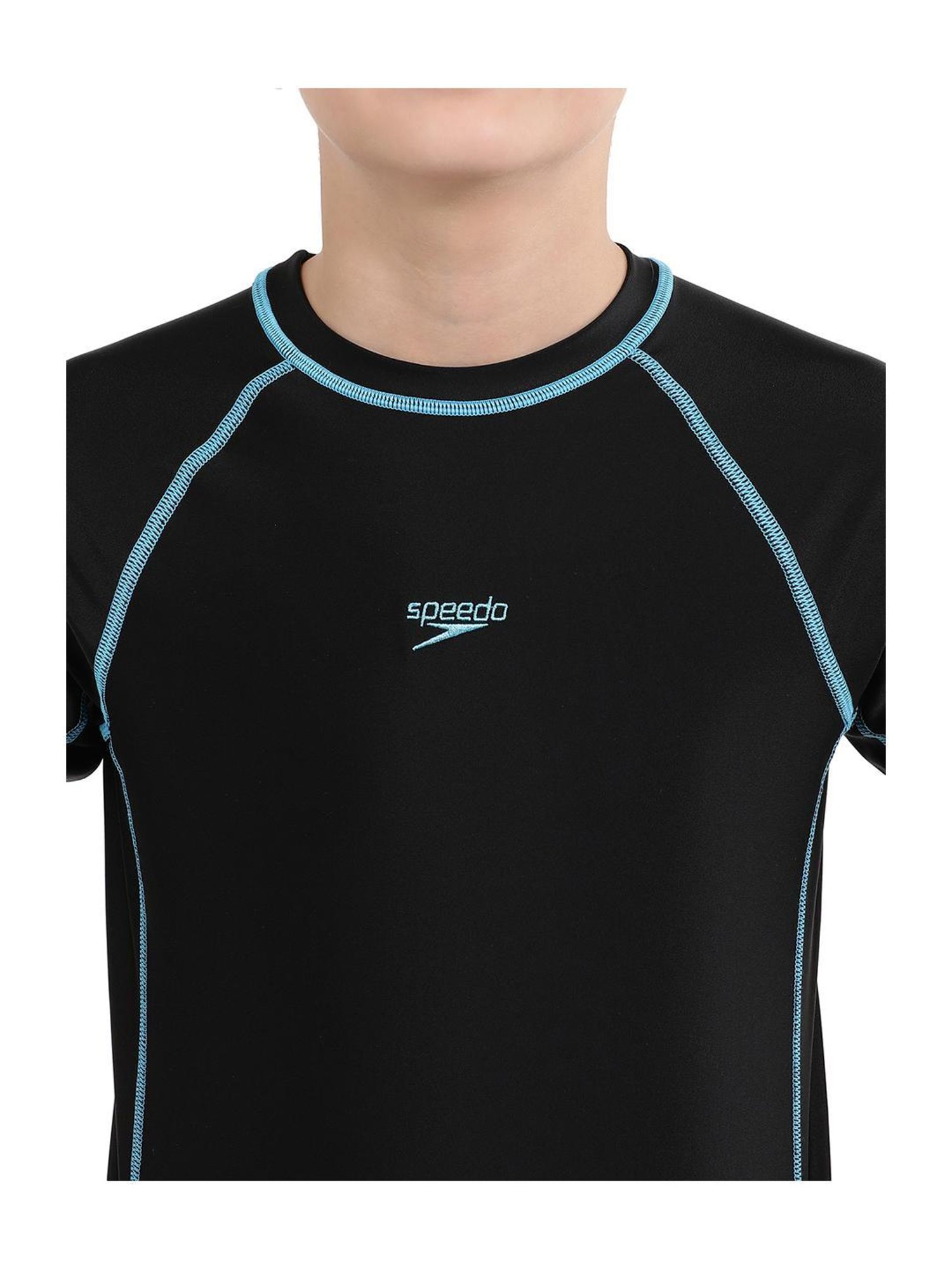 Speedo Kids Black Solid Swim T-Shirt