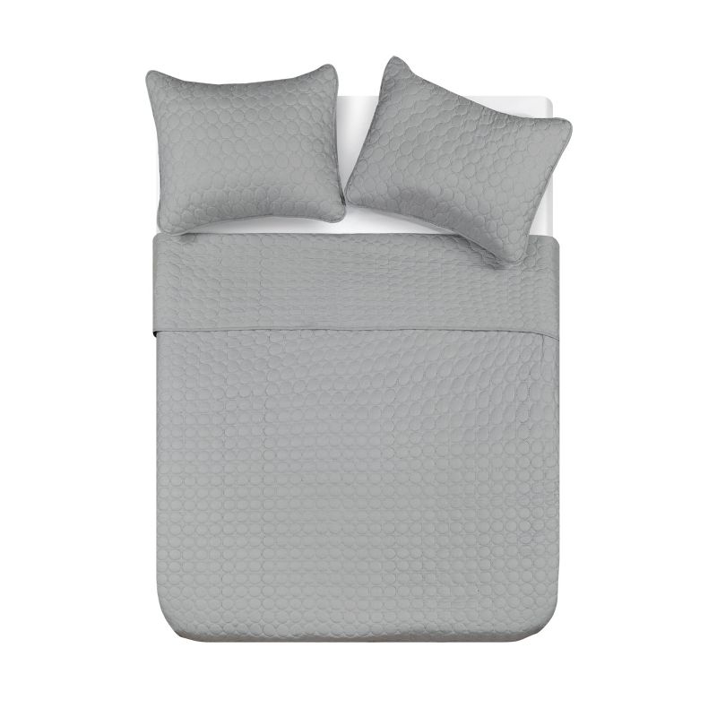 Queen 3pc Waffle Weave Embossed Quilt Set Gray - Jade + Oake