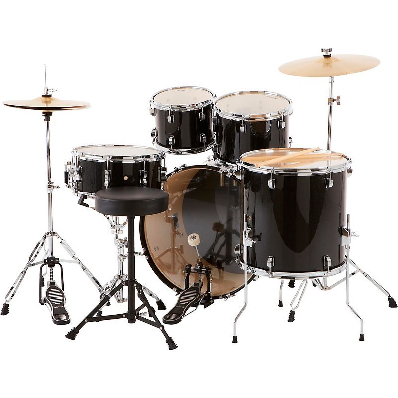Ludwig Backbeat Complete 5-Piece Drum Set with Hardware and Cymbals Black Sparkle