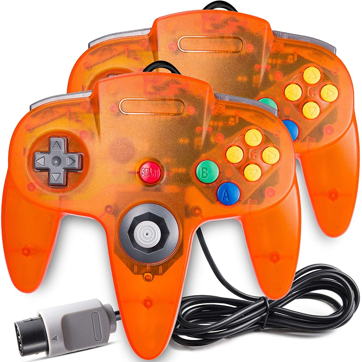 Classic Controller Wired Game Controller Retro Joystick for N64 Console N64 Gamepad (2 Pack Orange)