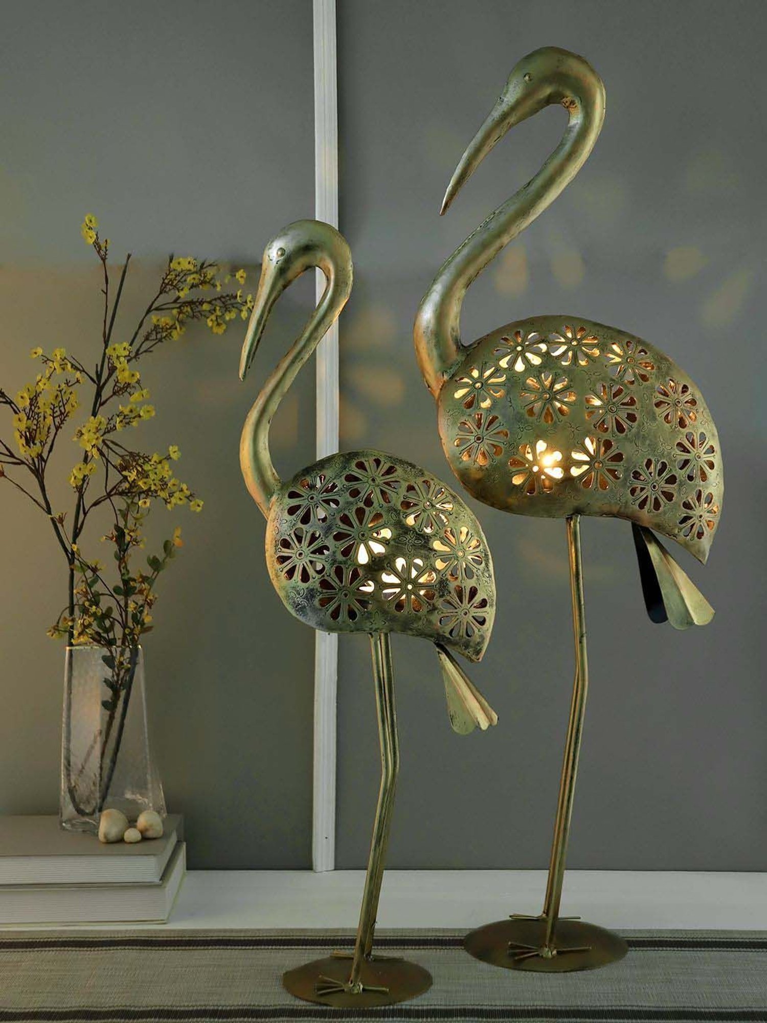 Aapno Rajasthan Golden Metal Bagula Light Jali - Set of 2