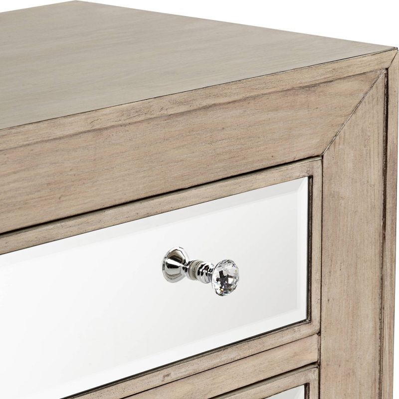 55 Downing Street Gabriella 32" Wide Mirrored and Oak Wood Drawer Accent Chest