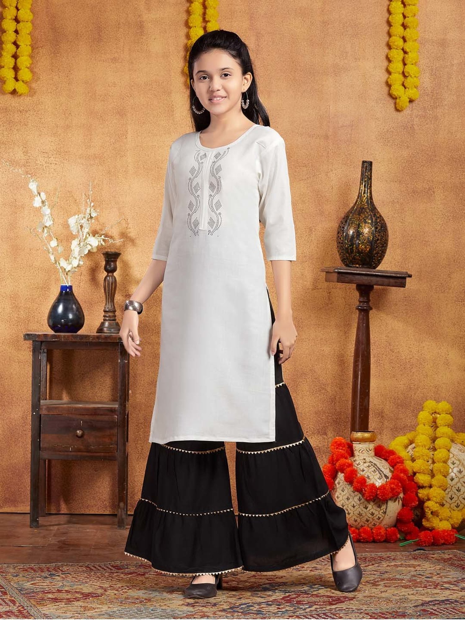 Peppermint Kids Navy Regular Fit Kurta Set