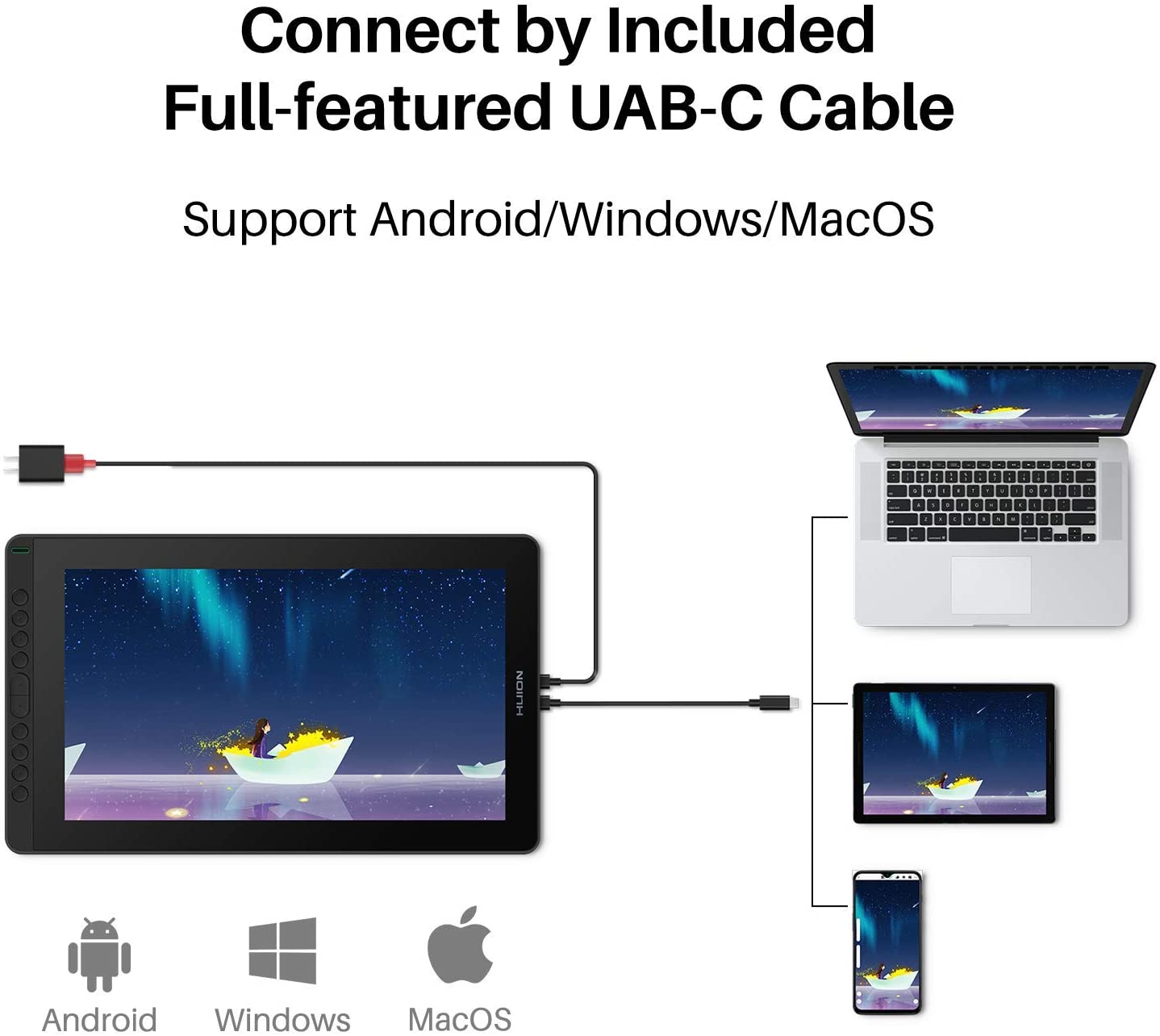 HUION 2021 Kamvas 16 Pen Display Full-Laminated Graphic Drawing Monitor Battery-Free Stylus, Tilt Function 8192 Pen Pressure and 10 Shortcut Keys, 15.6 Inch