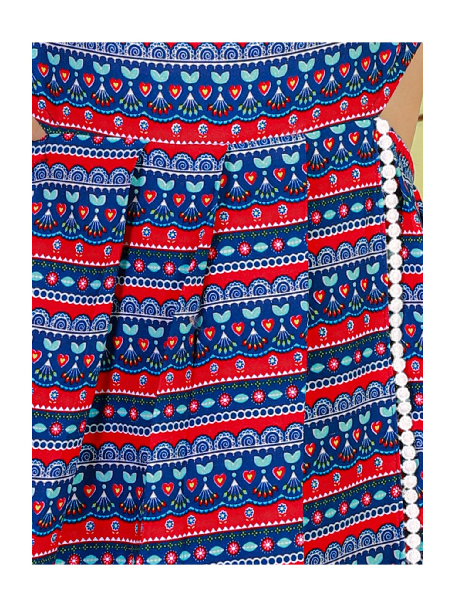 Lil Drama Kids Blue & Red Printed Dress