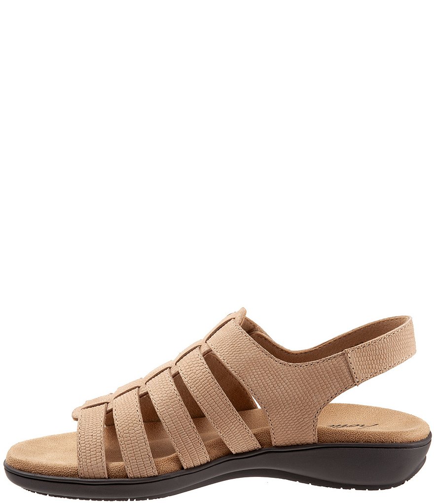 Trotters Tiki Lizard Textured Nubuck Hook and Loop Leather Sandals