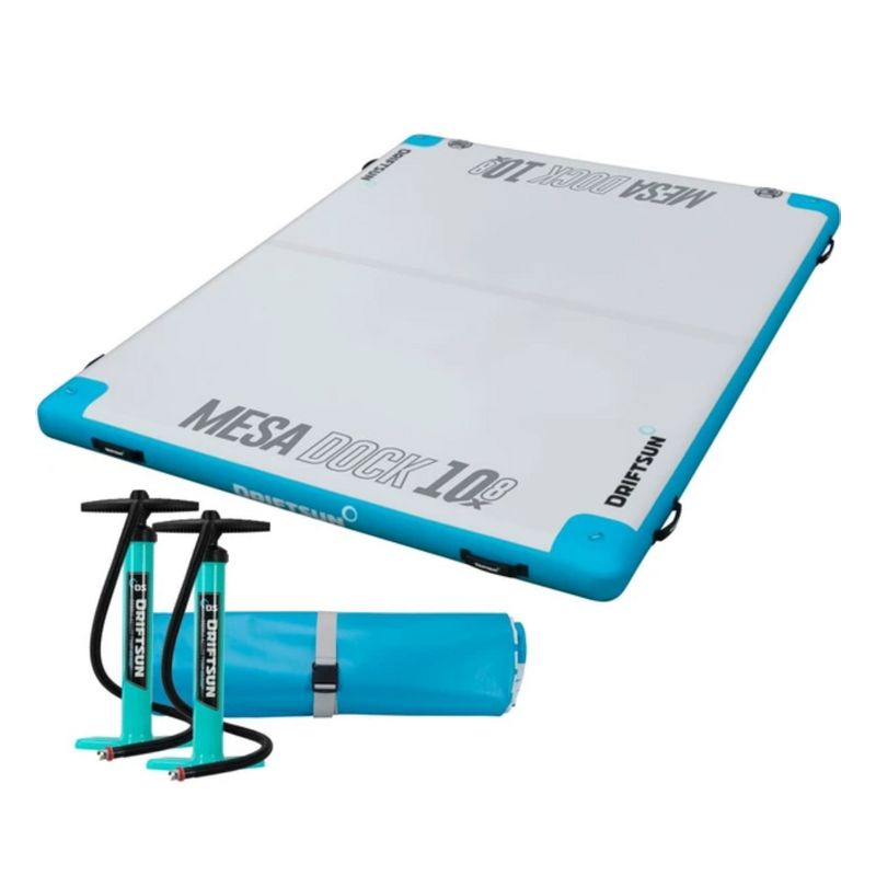 Driftsun Mesa Dock Inflatable Floating Water Pad Deck Platform Island Mat for Ocean, Pool, or Lake Swim Recreation and Relaxation Fun (10 x 8 Feet)