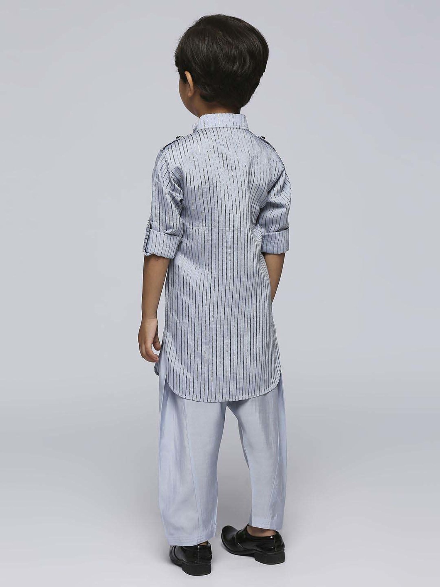 Kids Island Boys Blue Printed Full Sleeves Kurta Set