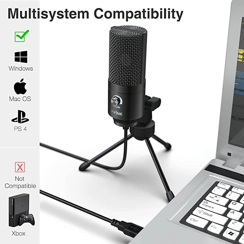 USB Microphone Metal Condenser Recording Microphone for Laptop MAC or Windows Cardioid Studio Recording Vocals Voice OversStreaming Broadcast and YouTube VideosK669B
