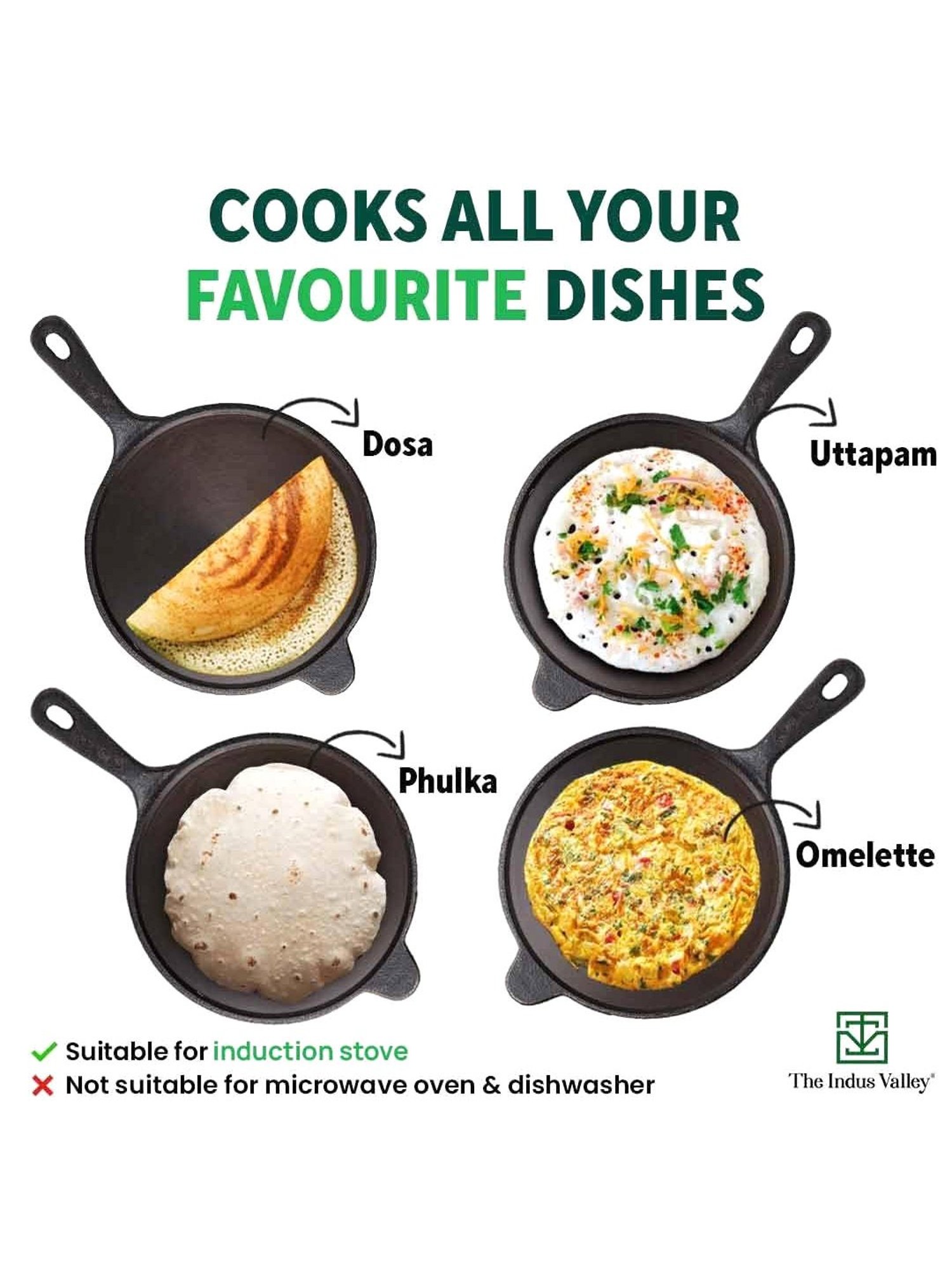 The Indus Valley Black Cast Iron Cookware Set