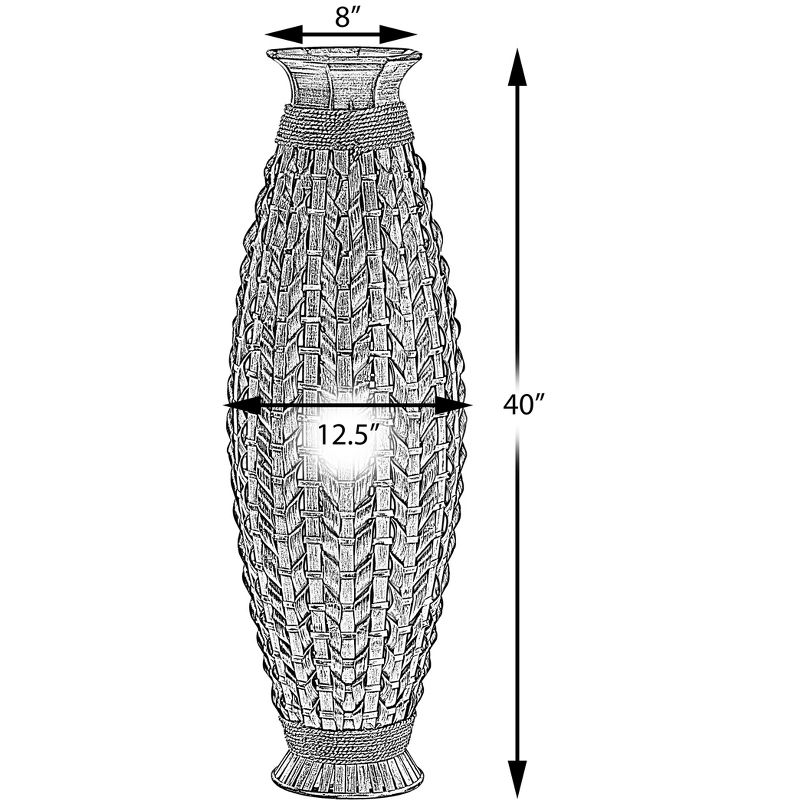 Uniquewise Tall Bamboo Floor Standing Vase with Wicker Woven Design 39 Inch High