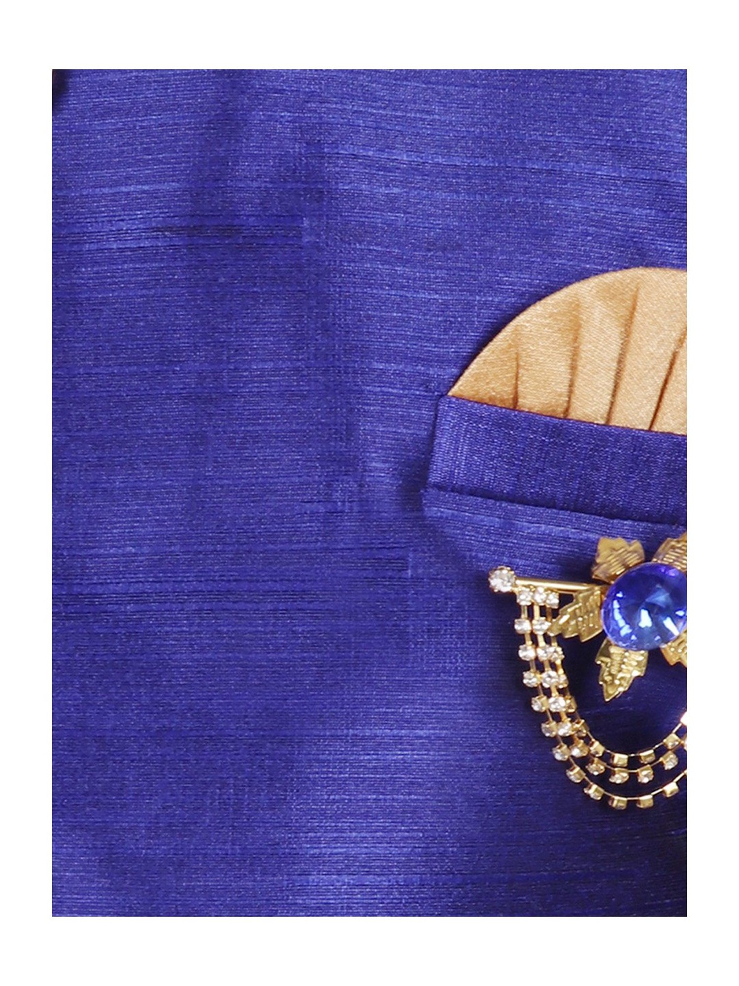 VASTRAMAY Boys Turquoise Floral Full Sleeves Indowestern