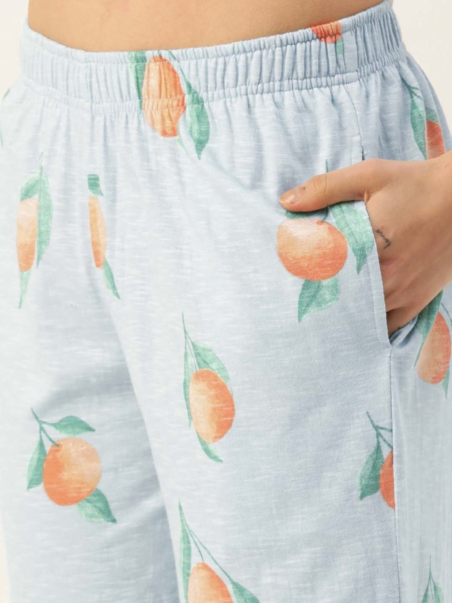 Clt.s Blue Cotton Printed T-Shirt Pyjama Set