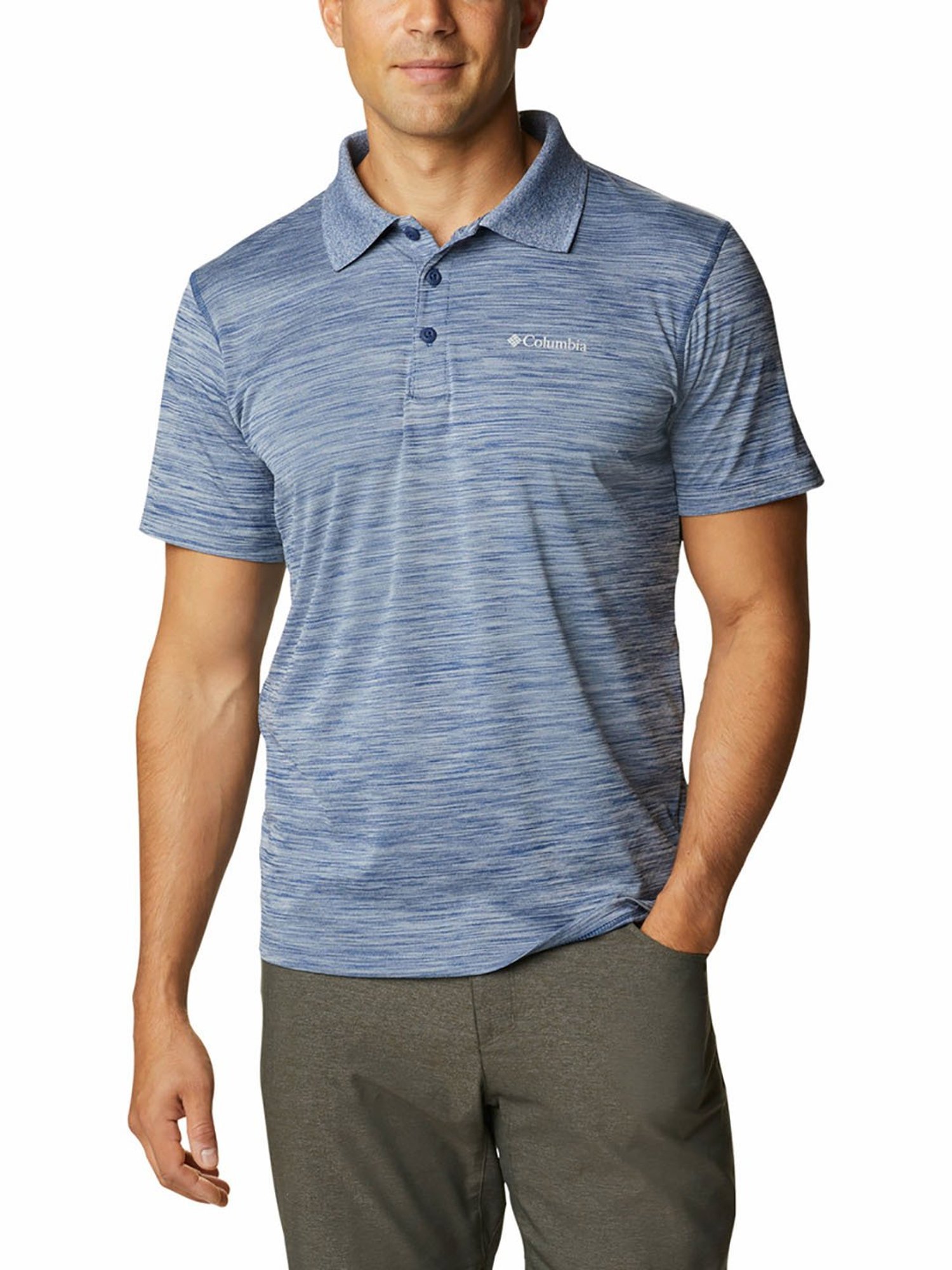 Columbia Men Grey & Blue Zero Rules Polo T-Shirt