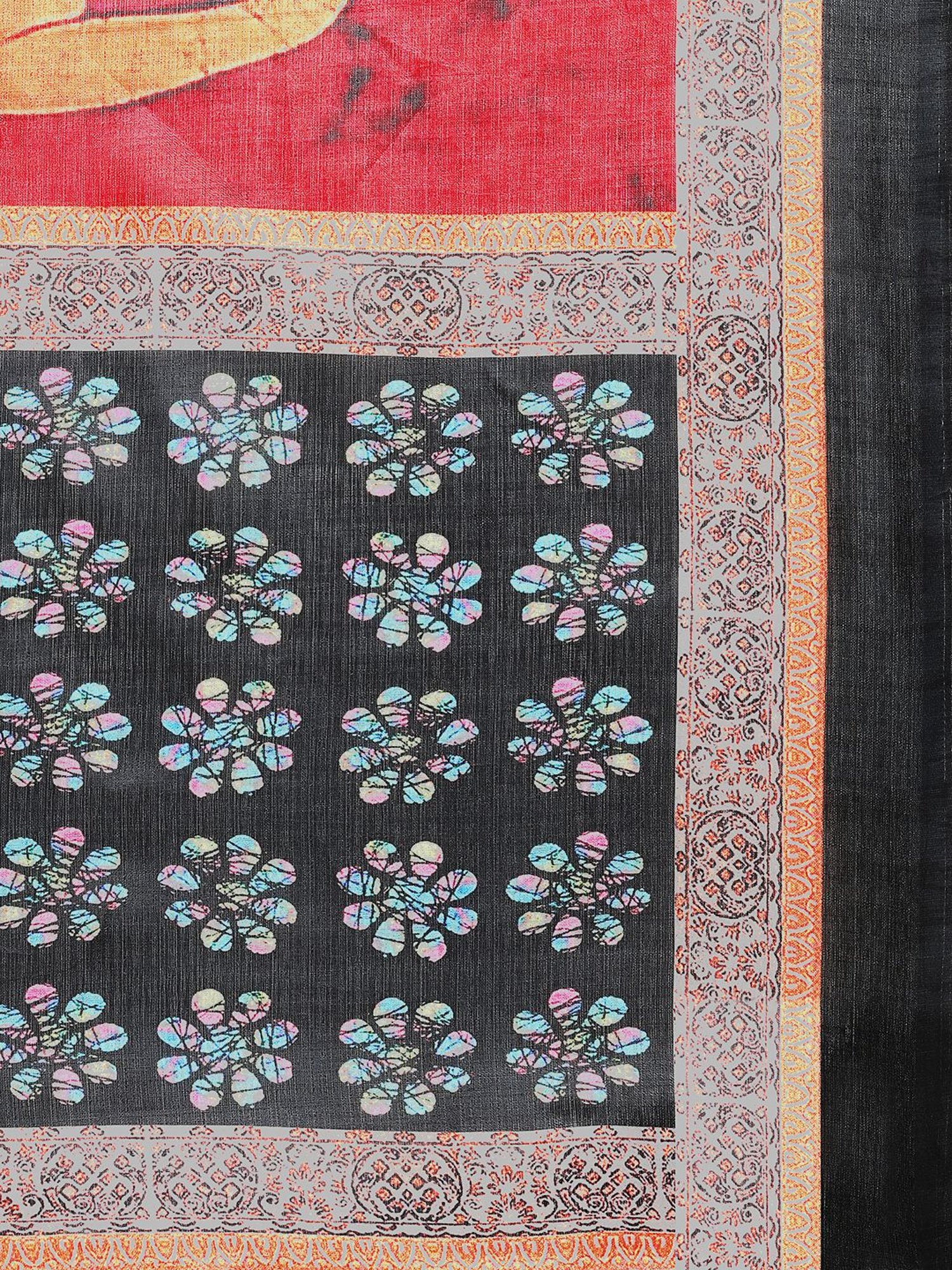 Saree Mall Red & Black Printed Dupatta