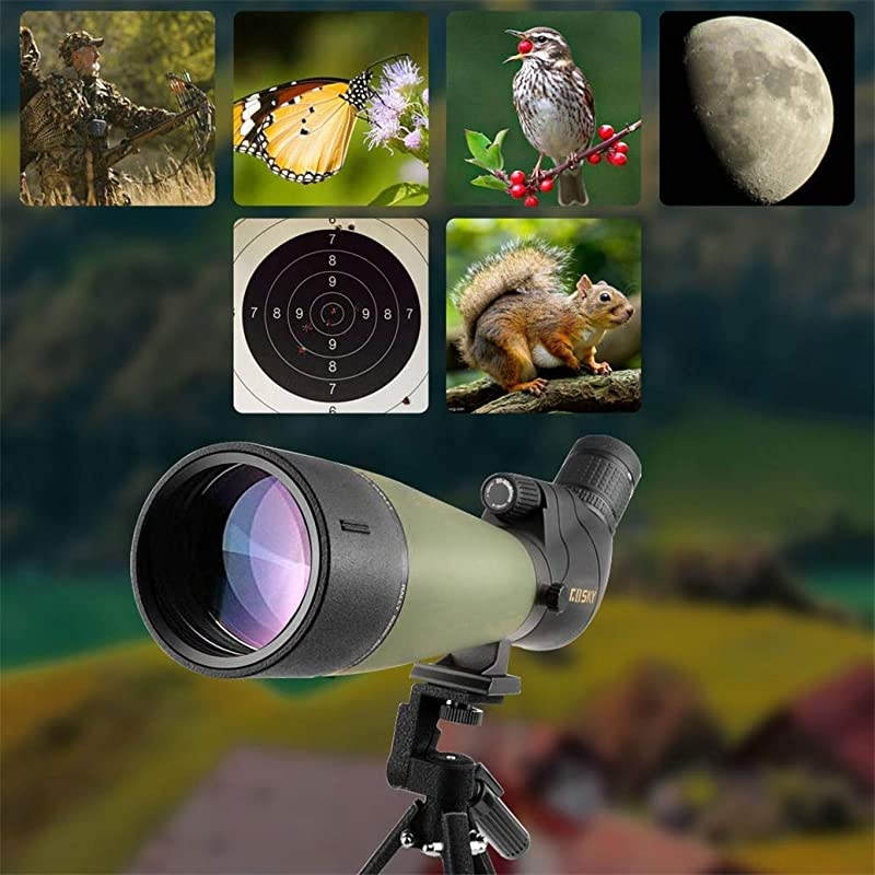 Updated Spotting Scope with Tripod, Carrying Bag - BAK4 Angled Scope  Shooting Hunting Bird Watching Wildlife Scenery (Phone Mount+SLR Mount Compatible with Canon)