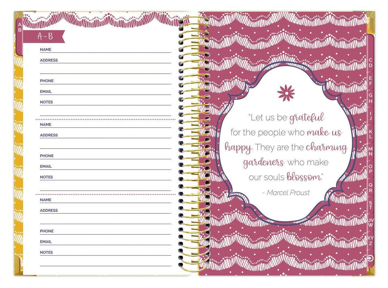 bloom daily planners New and Improved Hardcover Contacts/Address Book - 6" x 8.25" - Vintage Floral