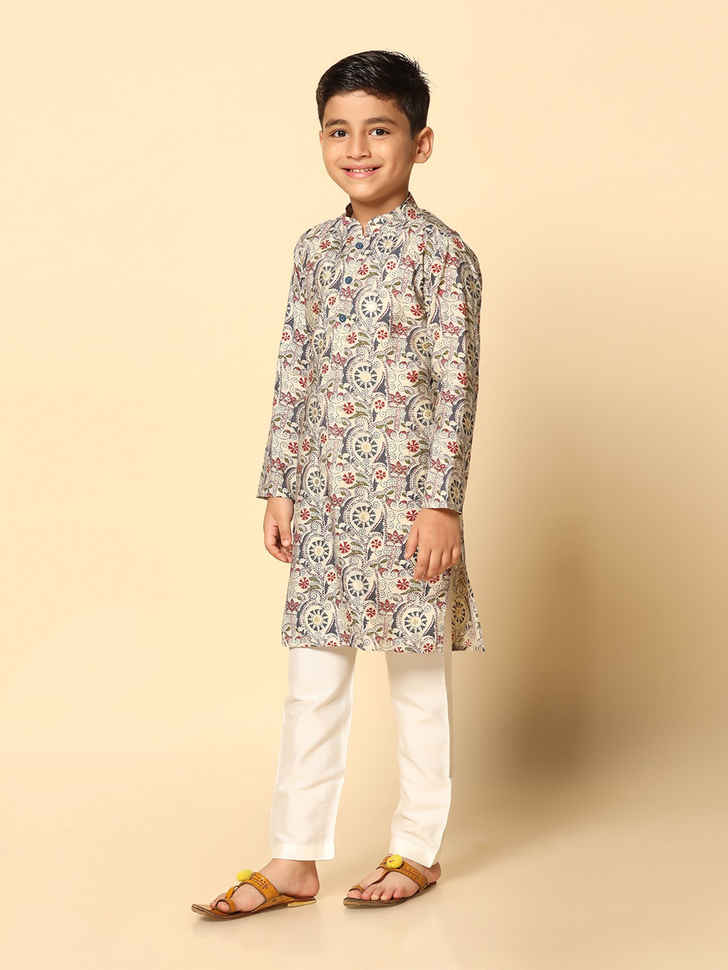 KISAH Boys Multicolor Printed Full Sleeves Kurta