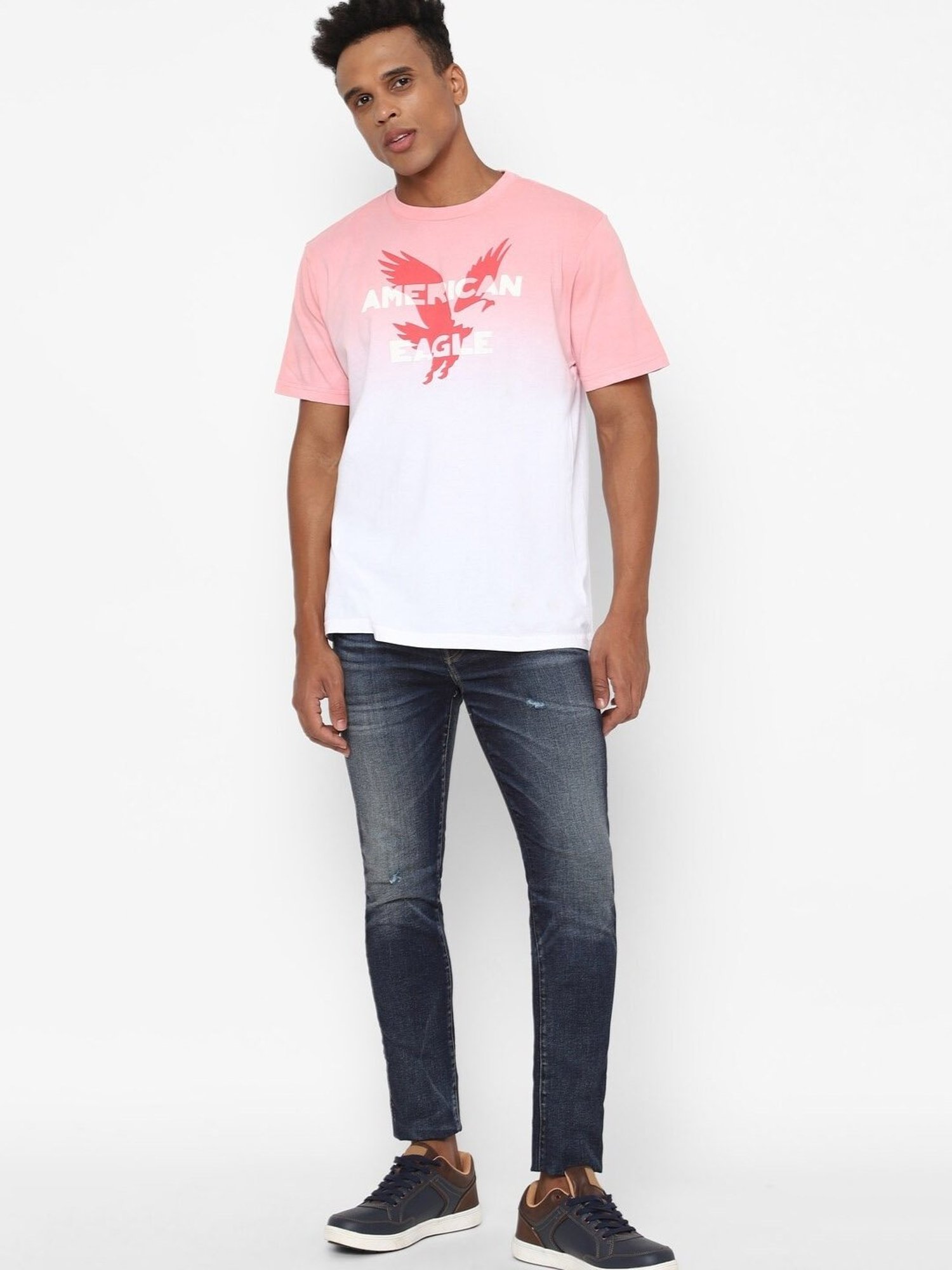 American Eagle Outfitters Pink Cotton Regular Fit Printed T-Shirt