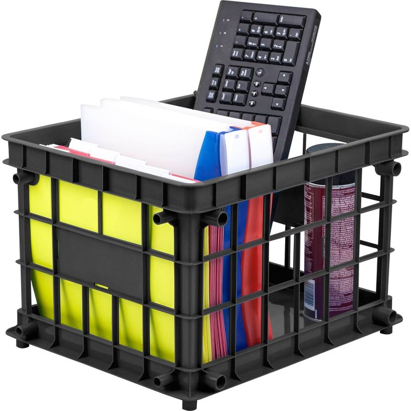 Storex 3pk File Crates Letter Size - Black