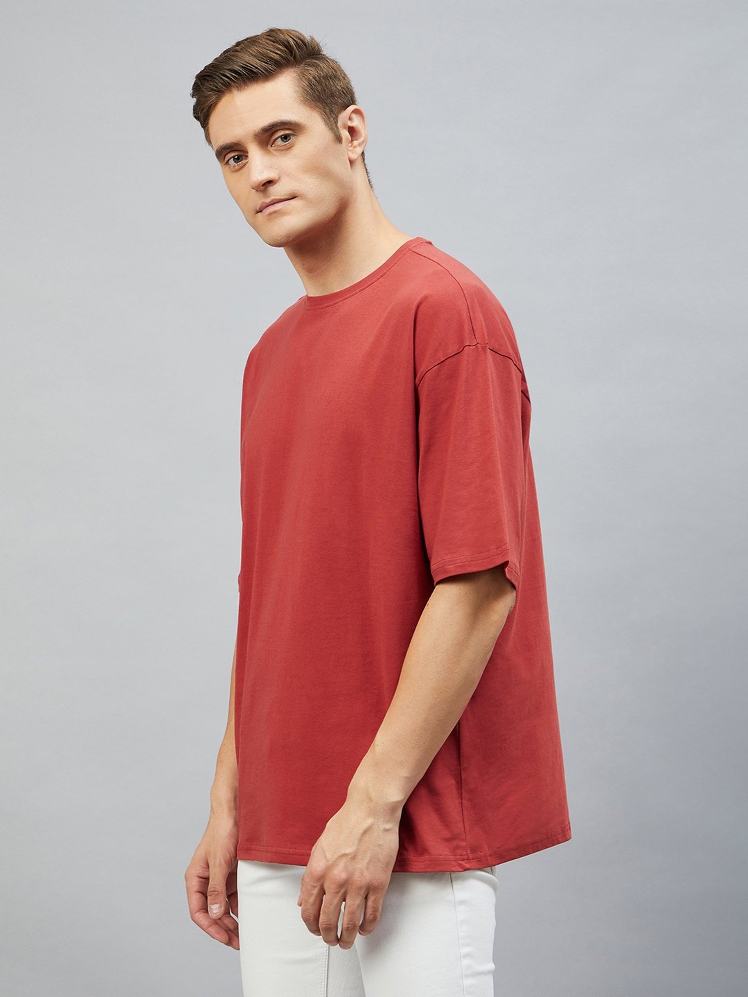 CHIMPAAANZEE Red Loose Fit Oversized Crew T-Shirt