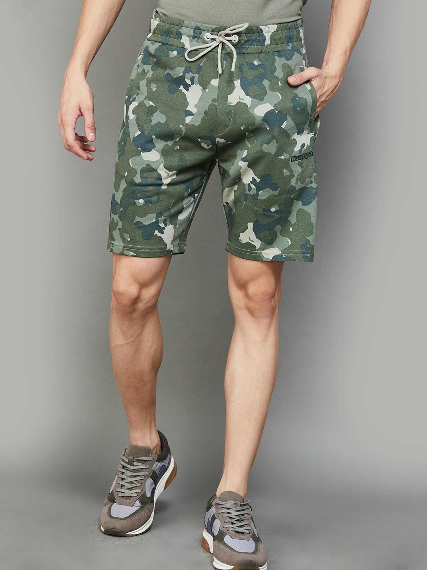 KAPPA Olive Regular Fit Camo Print Sports Shorts