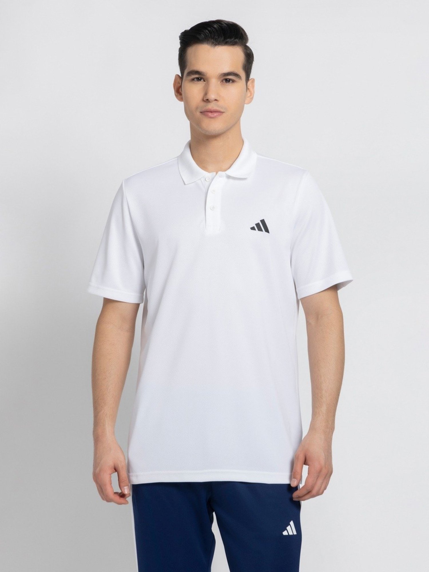 Adidas White Regular Fit Sports Polo