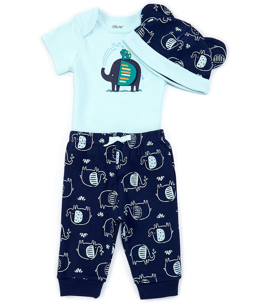 Little Me Baby Boys 3-12 Months Short-Sleeve Elephant Bodysuit & Pants Set