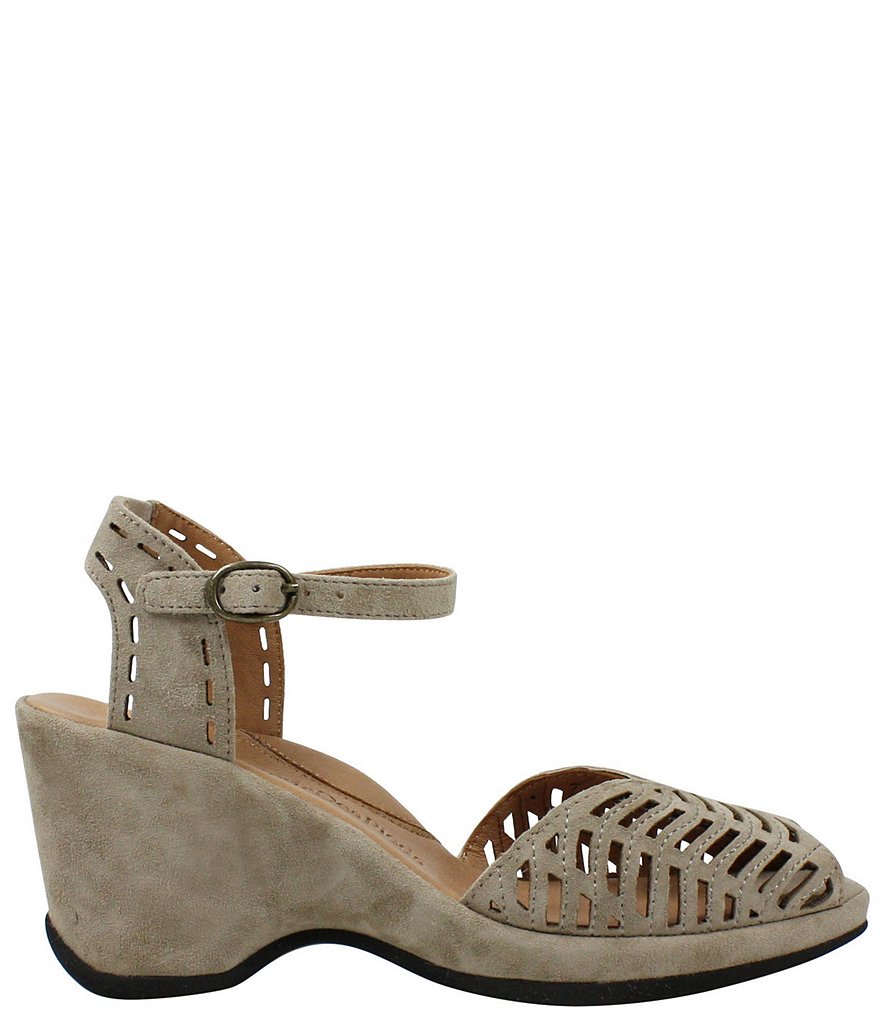 L'Amour Des Pieds Oanez Cut Out Suede Wedge Sandals
