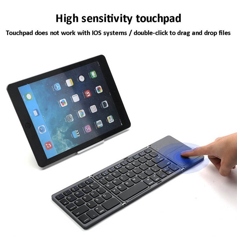 Portable Mini Ultra Slim Thin Foldable Folding BT Wireless Bluetooth Keyboard with Touchpad for IPhone IPad MacBook Phone Tablet PC