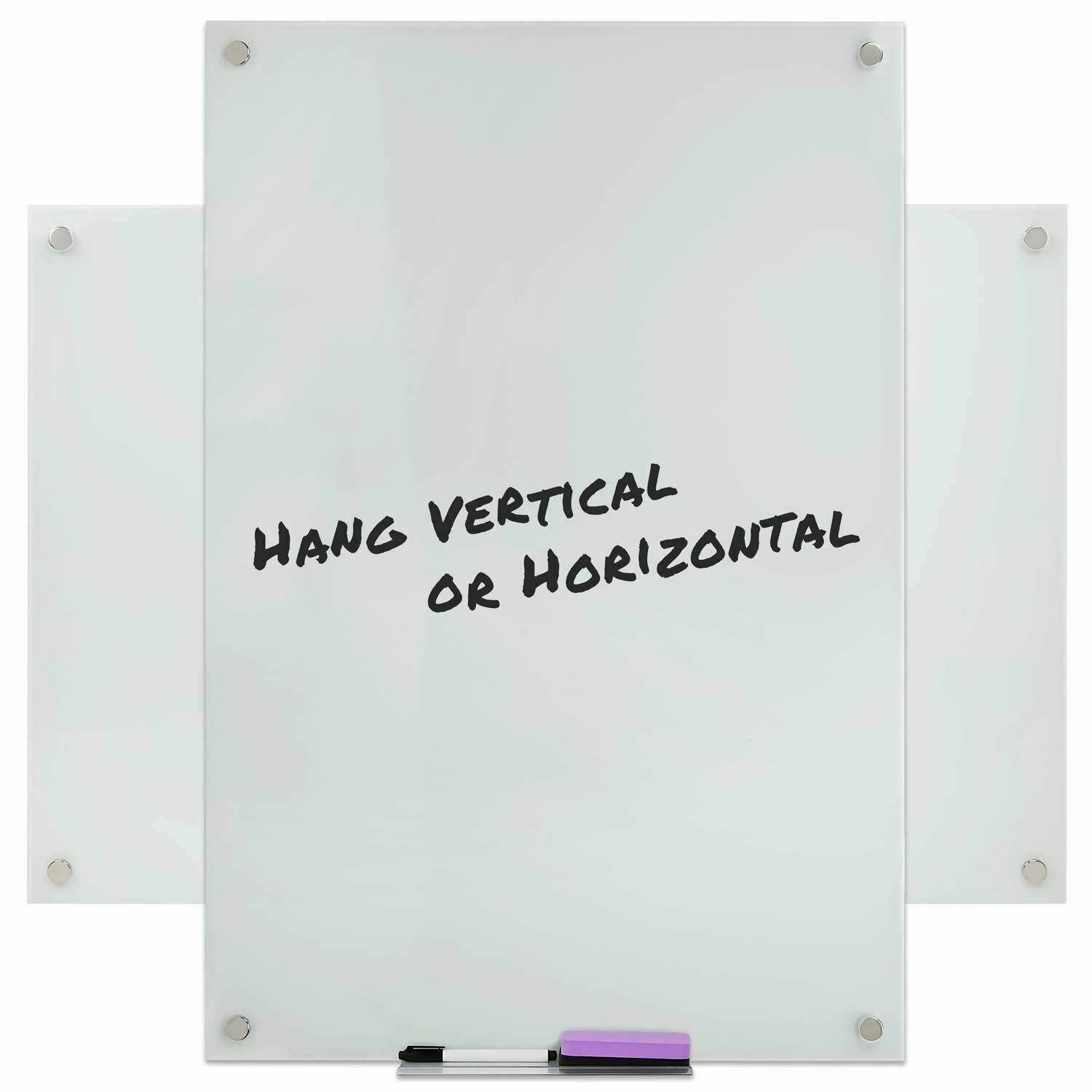 Magnetic Glass Dry Erase Board Wall 36" x  24" Inches W/ Accessory Kit