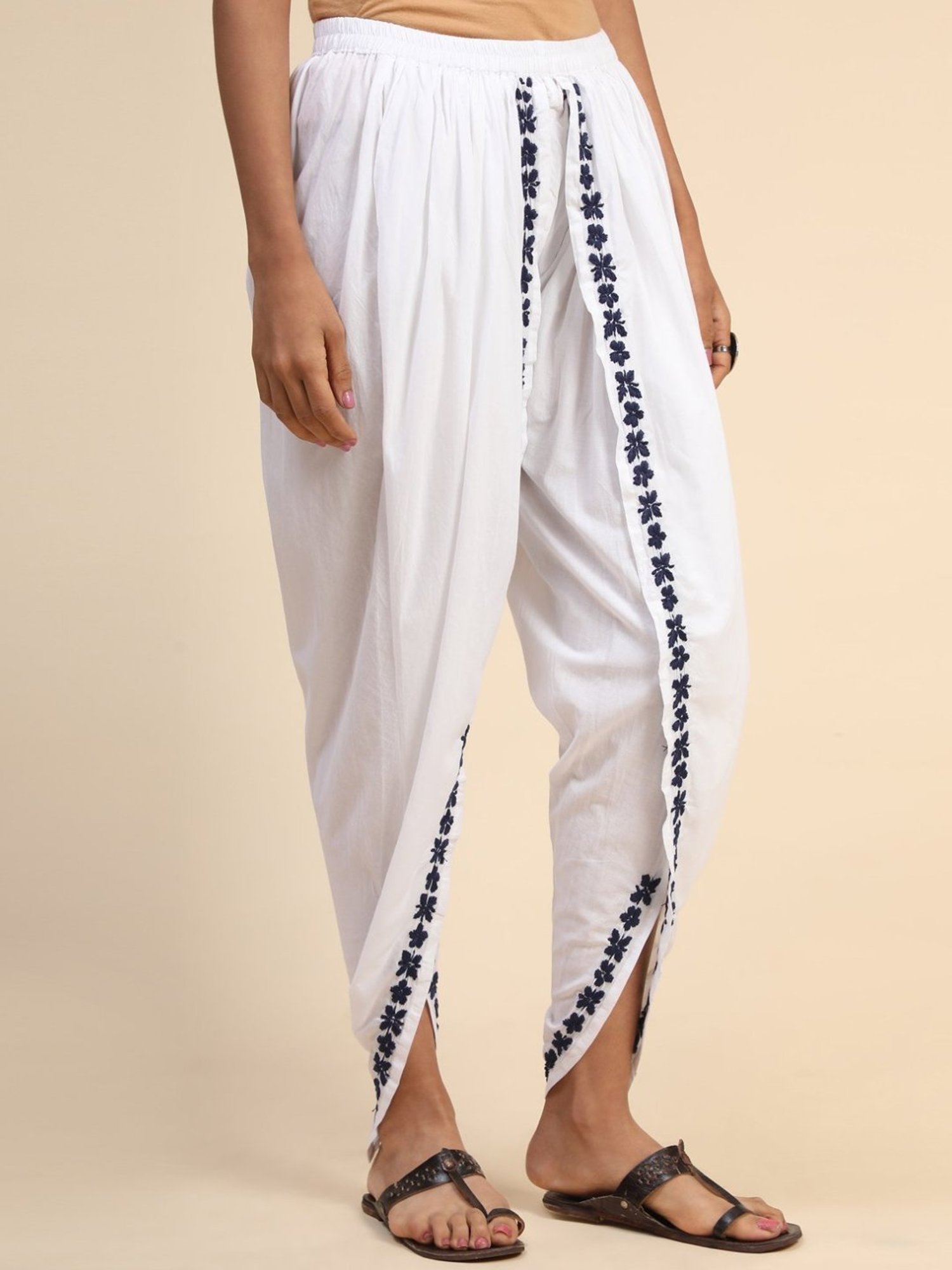 House of Kari White Fizaa Chikankari Hand Embroidery Dhooti