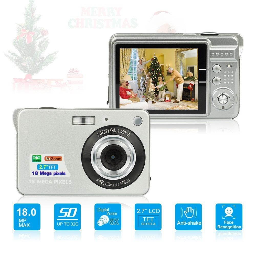 2.7 inch 18 Megapixel 8X Zoom HD Digital Camera Card-type Automatic Camera for Children, with SD Card Slot