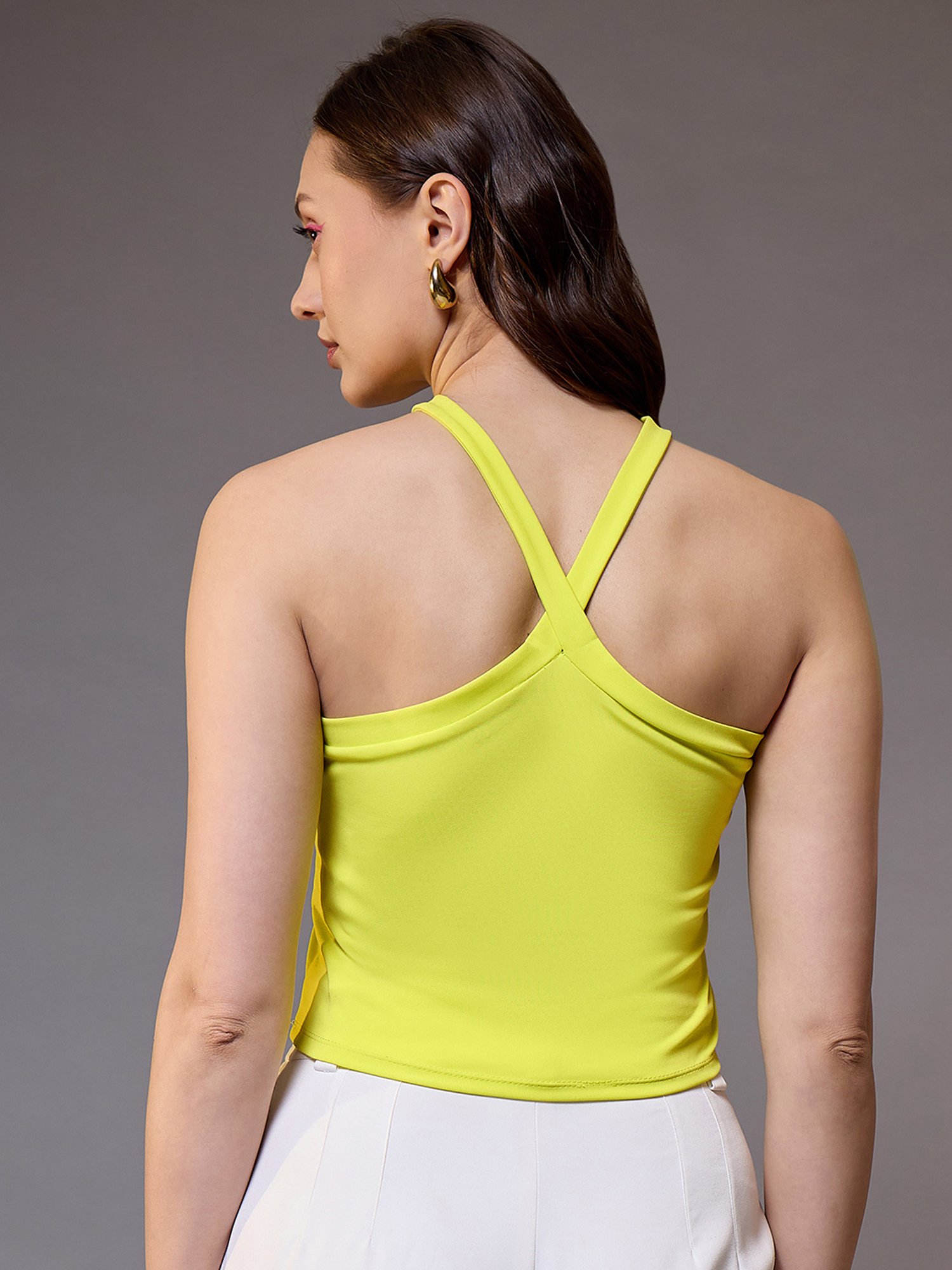 KASSUALLY Yellow Relaxed Fit Crop Top