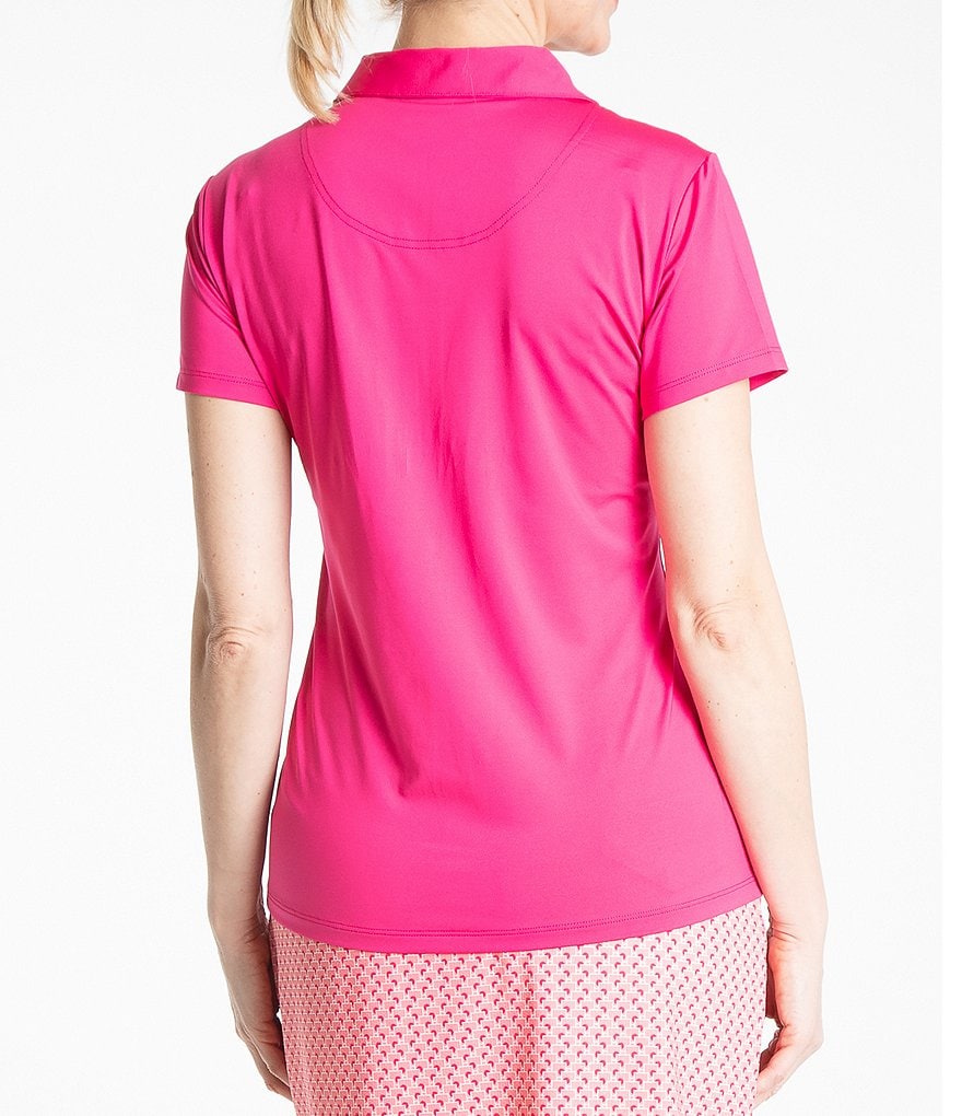 Sport Haley Aria Short Sleeve Point Collar Solid Polo Top