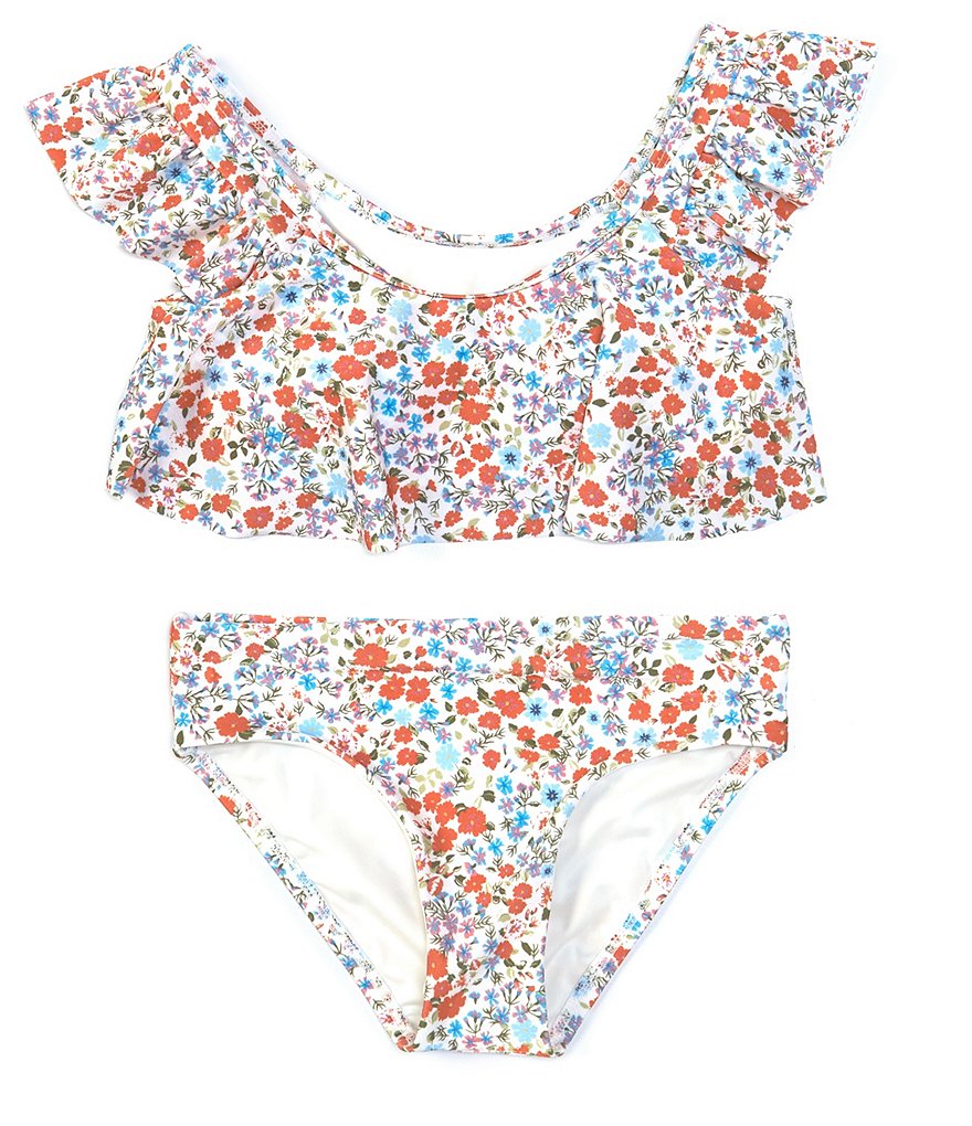 Chelsea & Violet Big Girls 7-16 Popover Ditsy Two-Piece Swimsuit