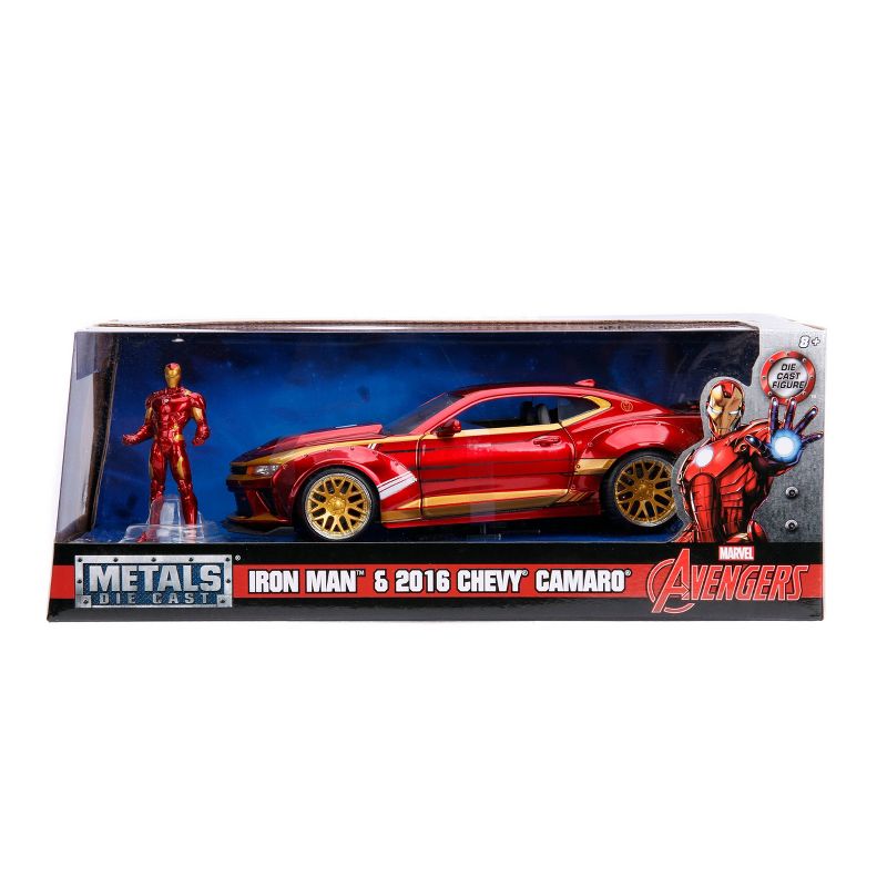 Jada Toys Marvel Avengers 2016 Chevy Camaro Die-Cast Vehicle with Iron Man Die-Cast Figure 1:24 Scale Candy Red