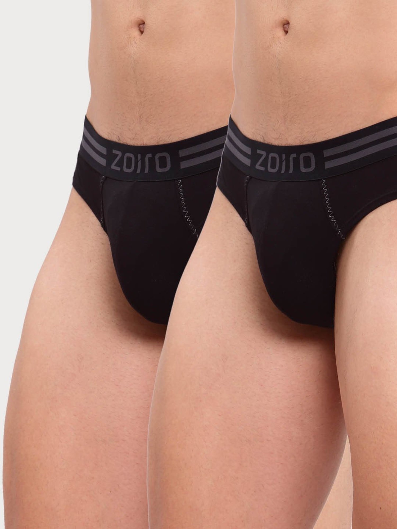 Zoiro Black Cotton Regular Fit Briefs - Pack Of 2