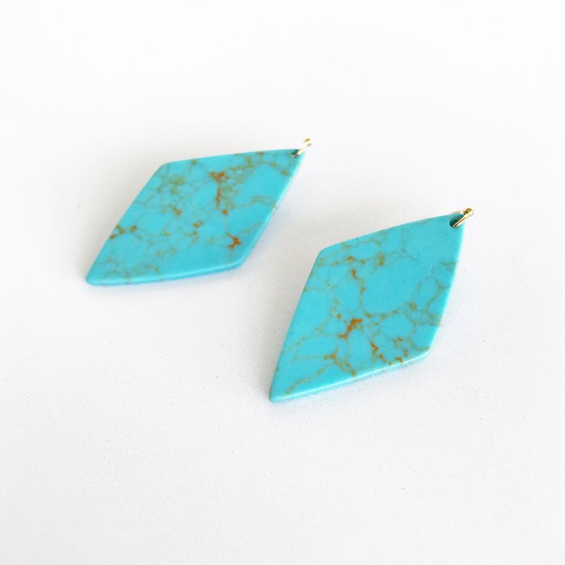 Sanctuary Project Semi Precious Turquoise Diamond Drop Statement Earrings Gold