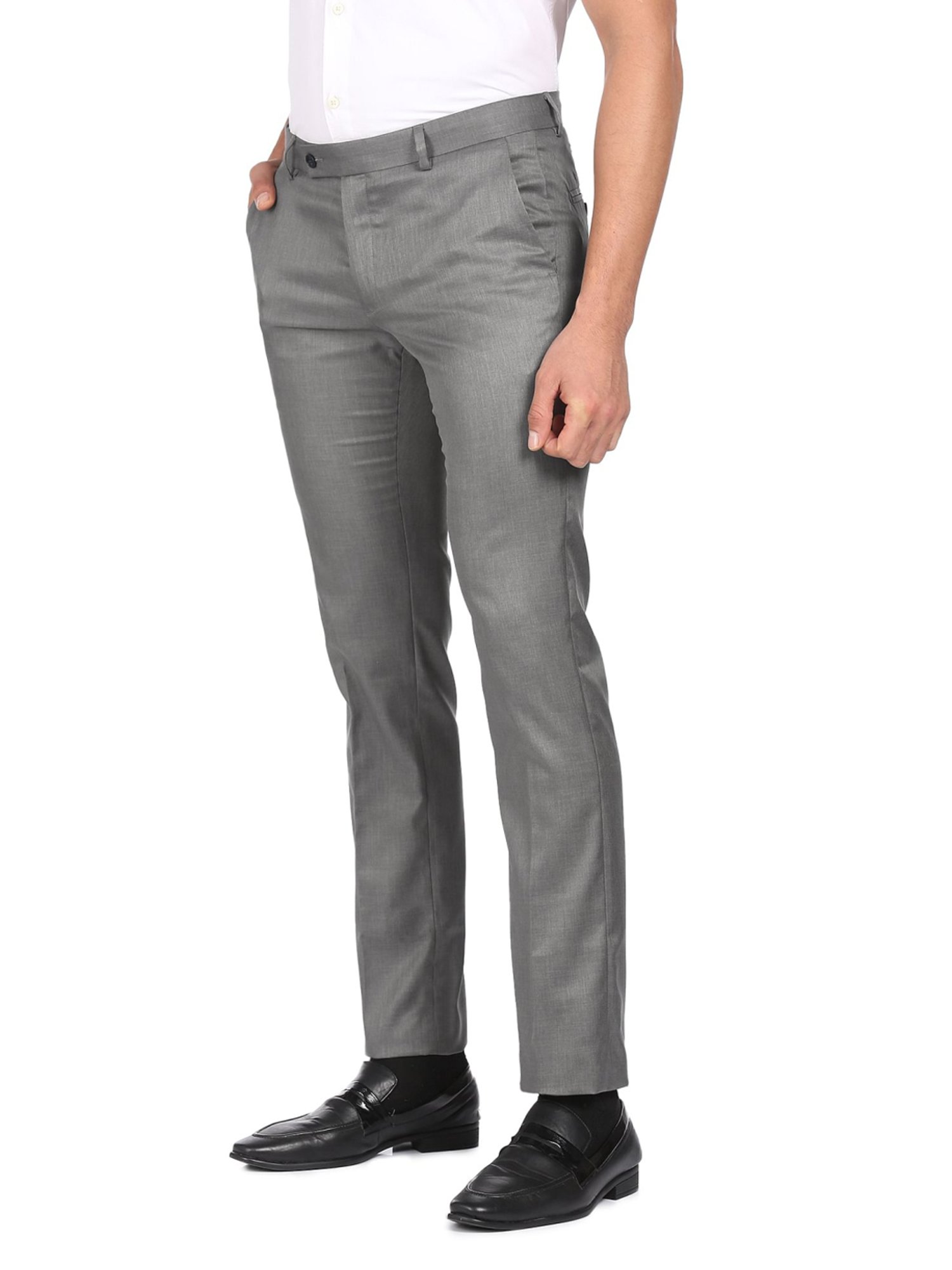 Arrow Grey Regular Fit Trousers