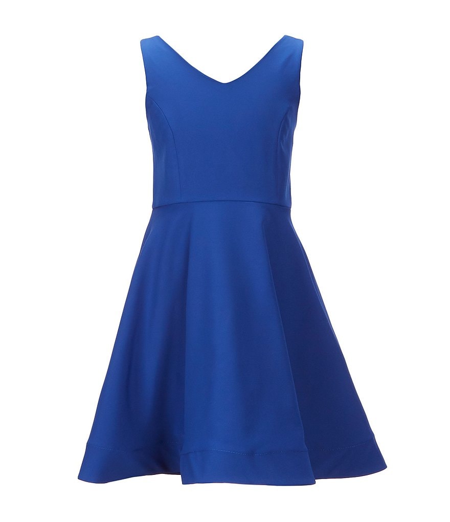 Rare Editions Big Girls 7-16 Sleeveless Bow-Back Fit-And-Flare Dress