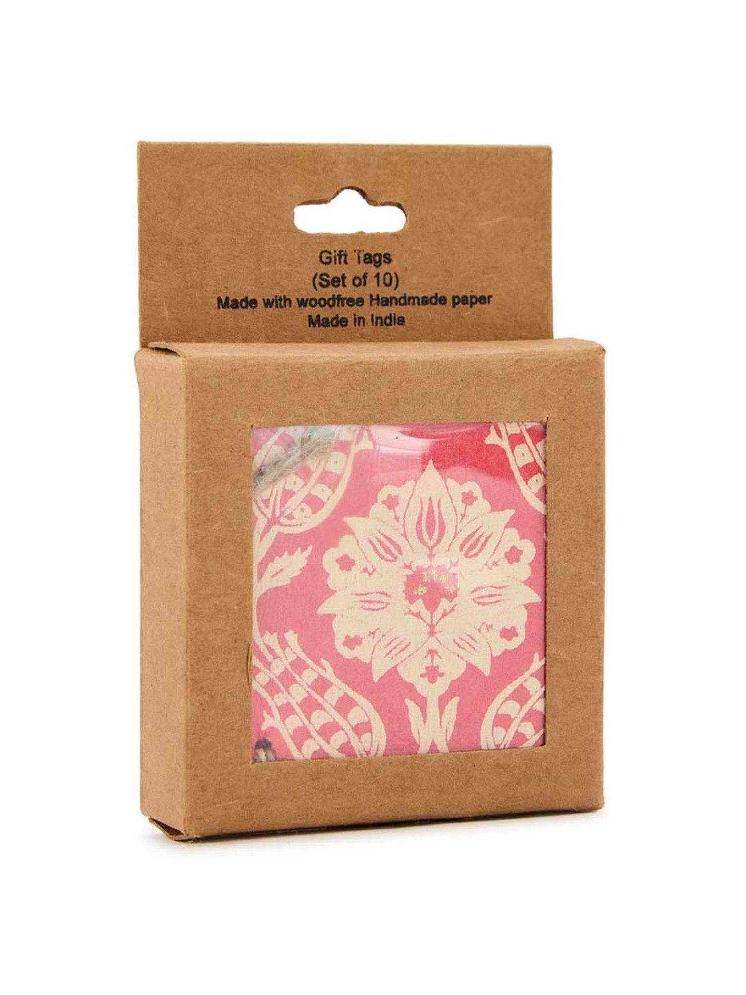 Fabindia Home Pink Paper Printed Sarkhaab Gift Tag - Set of 10