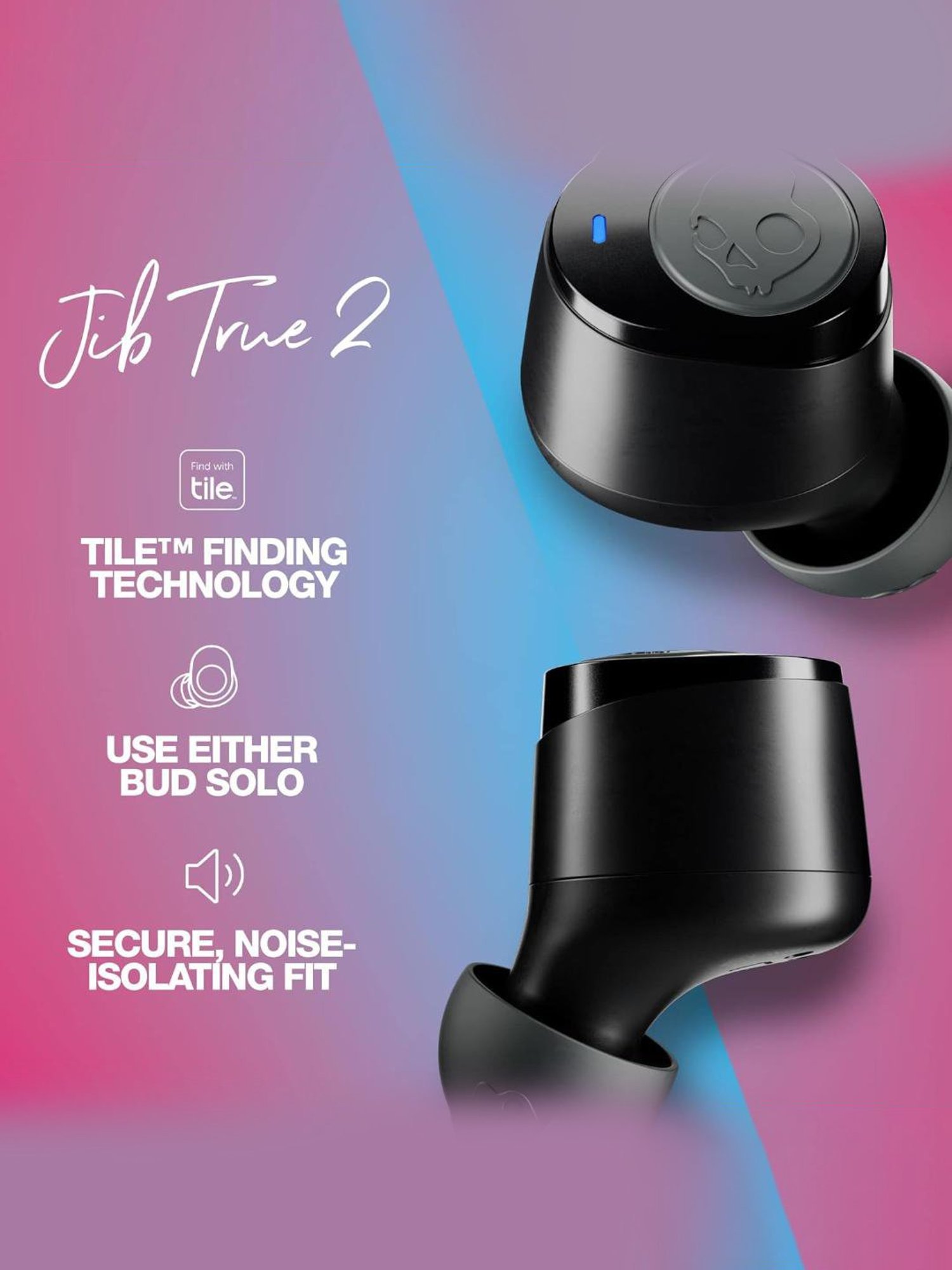 Skullcandy Jib True 2 in-Ear Wireless Earbuds with 32 Hr Battery (Black, True Wireless)