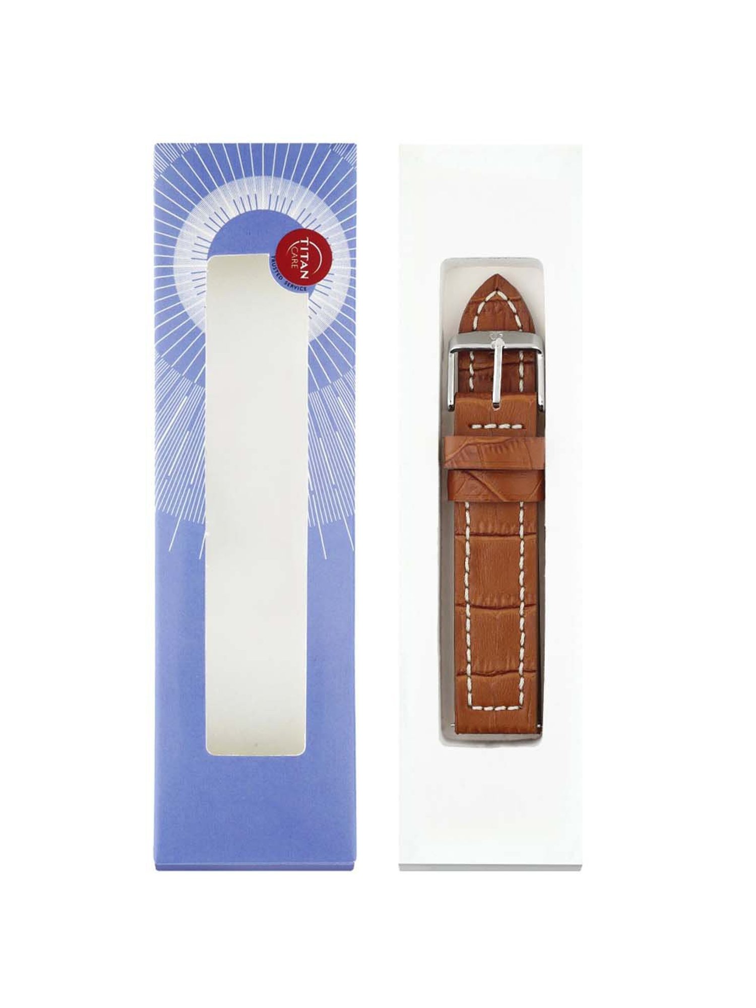 Titan 24 mm Tan Genuine Leather Strap for Men