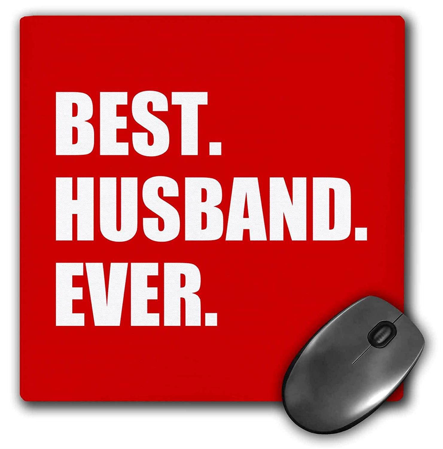 3dRose LLC 8 x 8 x 0.25 Inches Mouse Pad, Red Best Husband Ever - White Text Anniversary Romantic Gift for Him - (mp_179724_1)